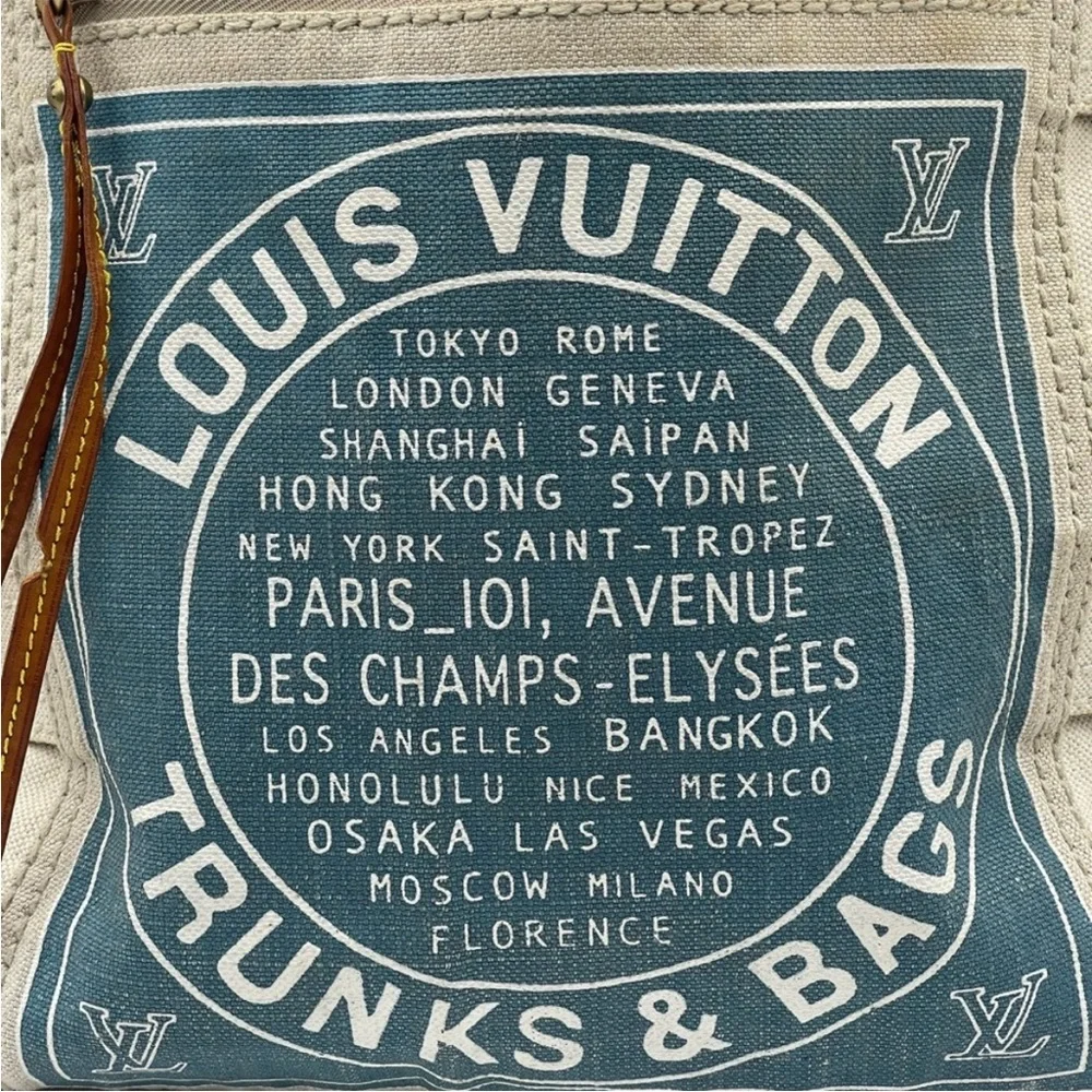 Louis Vuitton Globe Shopper Cruise Tote Bag Canvas Blue - Picture 3 of 16